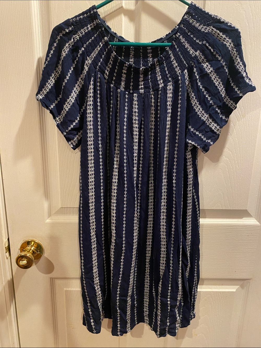 Indigo Navy and White Striped Midi Dress Size XL